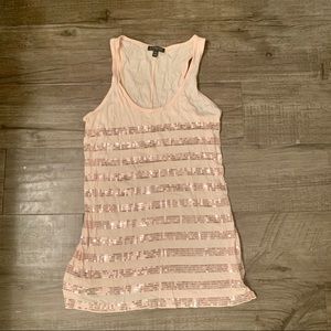 Express Rose Gold Sequin Tank Top